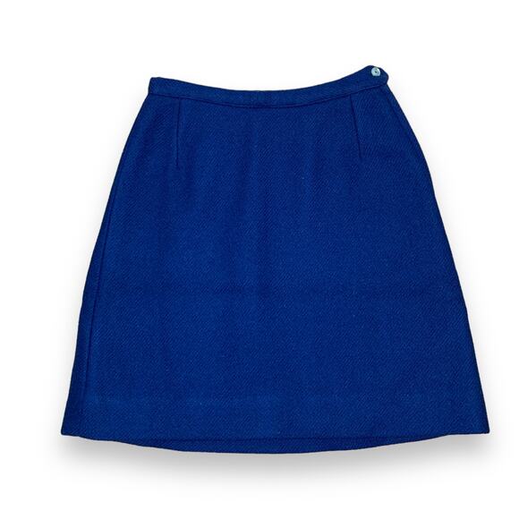 Vintage 60s 70s handmade women's navy blue high waisted wool mini skirt SZ XS - Picture 5 of 7
